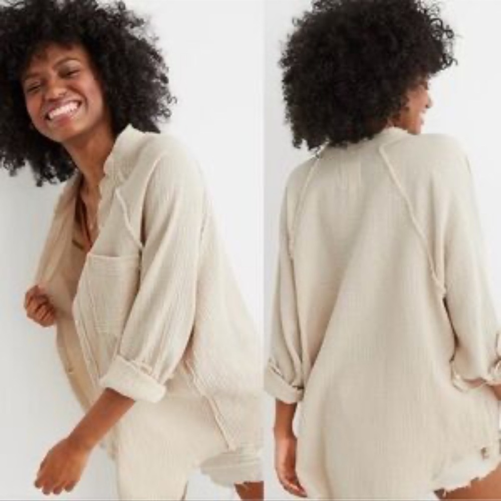 Aerie oversized Gauzy Coverup Shirt
